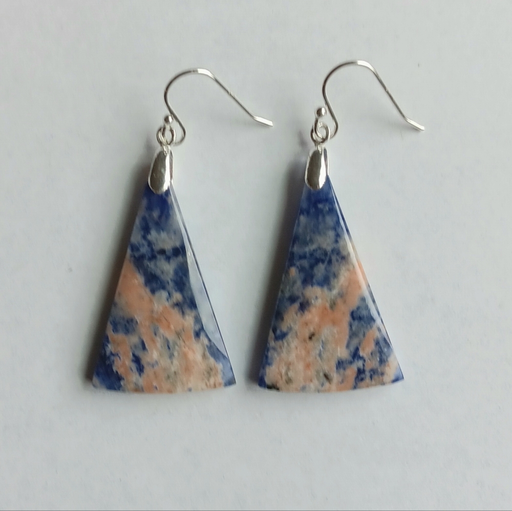 Sodalite Gemstone Earrings with 925 Sterling Silver Findings